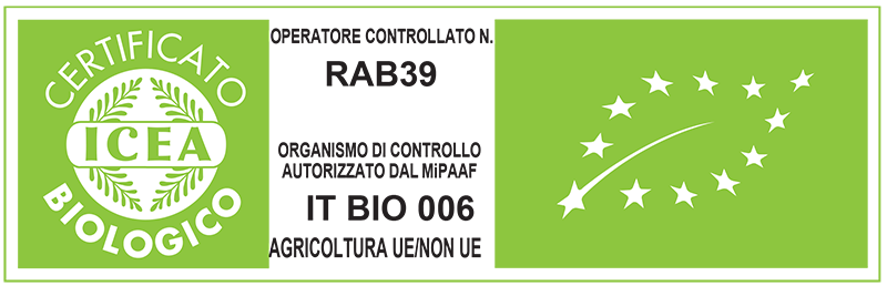 logo biologico composto da una foglia incorniciata dalle stelle dell'Unione Europea sullo sfondo verde