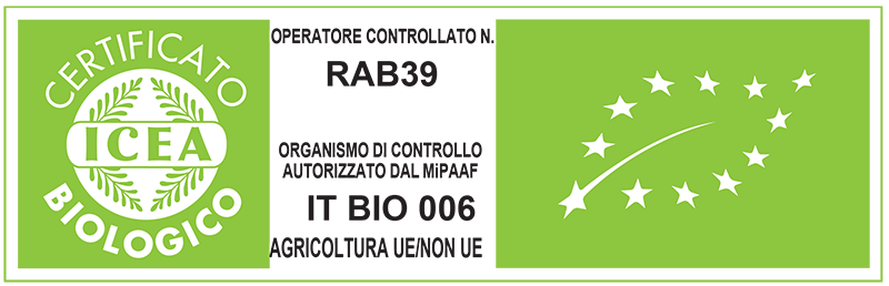 logo biologico composto da una foglia incorniciata dalle stelle dell'Unione Europea sullo sfondo verde 